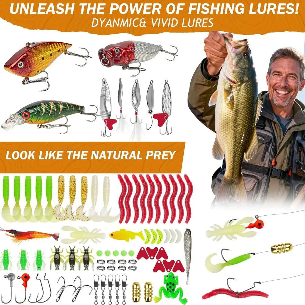 85-Piece Fishing Tool Kit With Backpack And Tackle Boxes