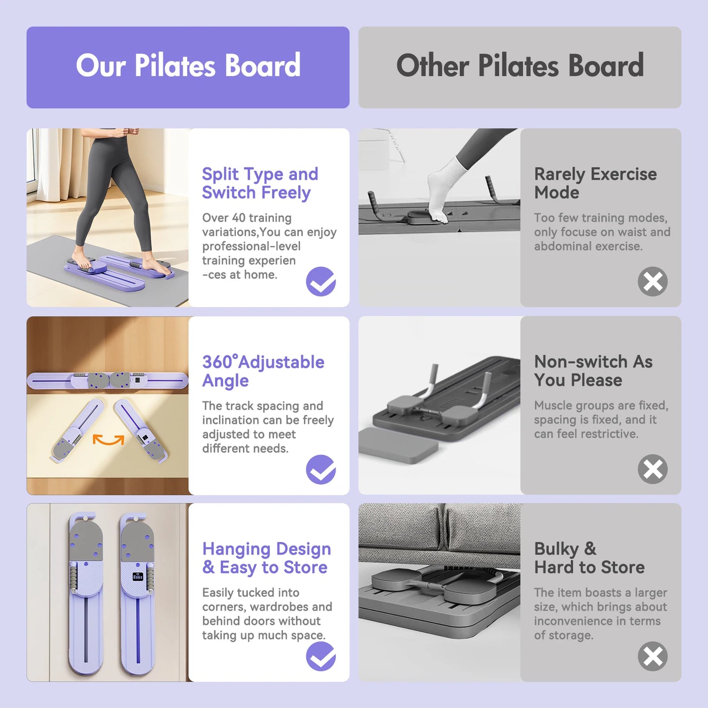 2 In 1 Split Ab Pilates Ski Board Portable Core And Leg Trainer