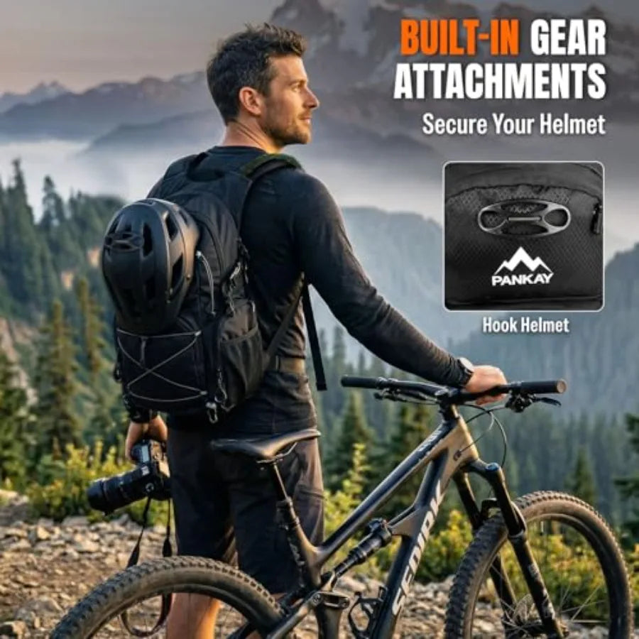 Hydration Backpack With Water Bladder, Phone Pouch, Helmet Holder