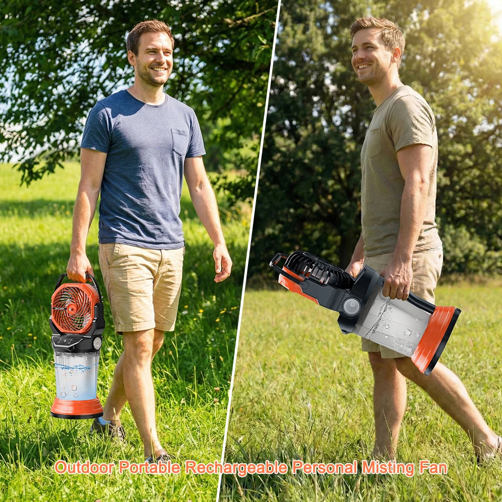 Portable Misting Fan With Rechargeable Battery And RGB Lights