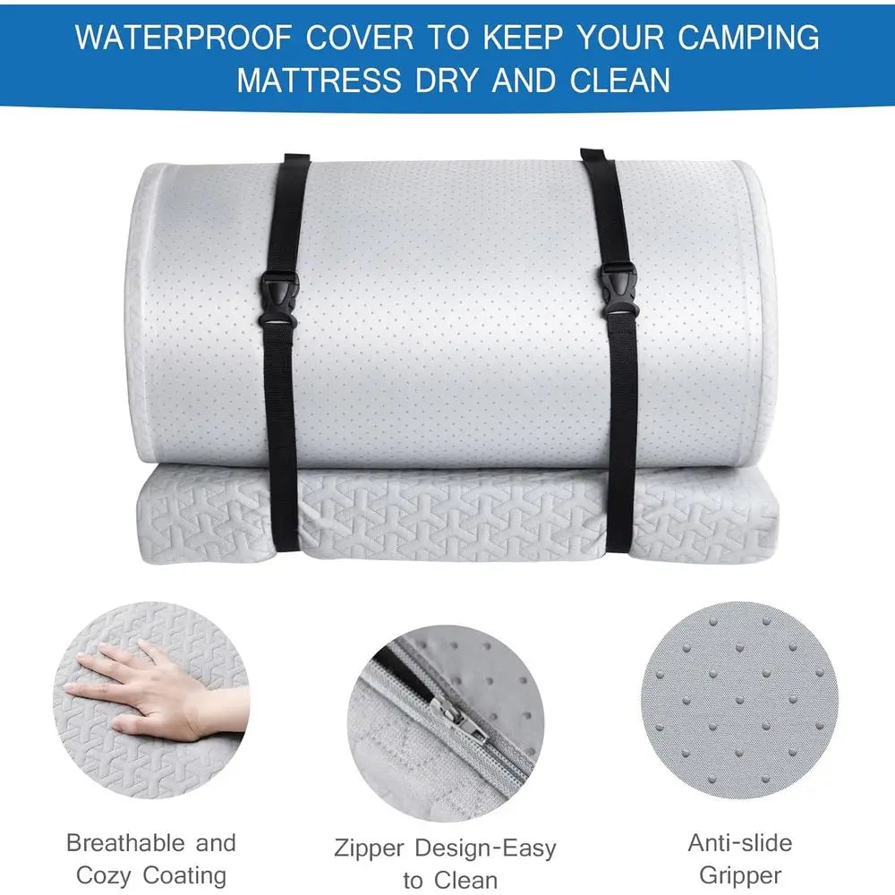 Camping Mattress Pad With Waterproof Cover Roll Up Floor Mat