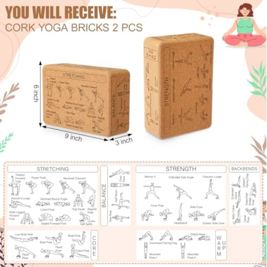 Cork Yoga Blocks 2 Pack For All Levels Durable Design