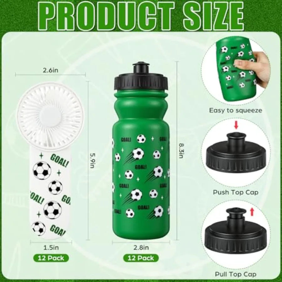 Portable Soccer Water Bottle And Fan Gift Set For Sports Fans