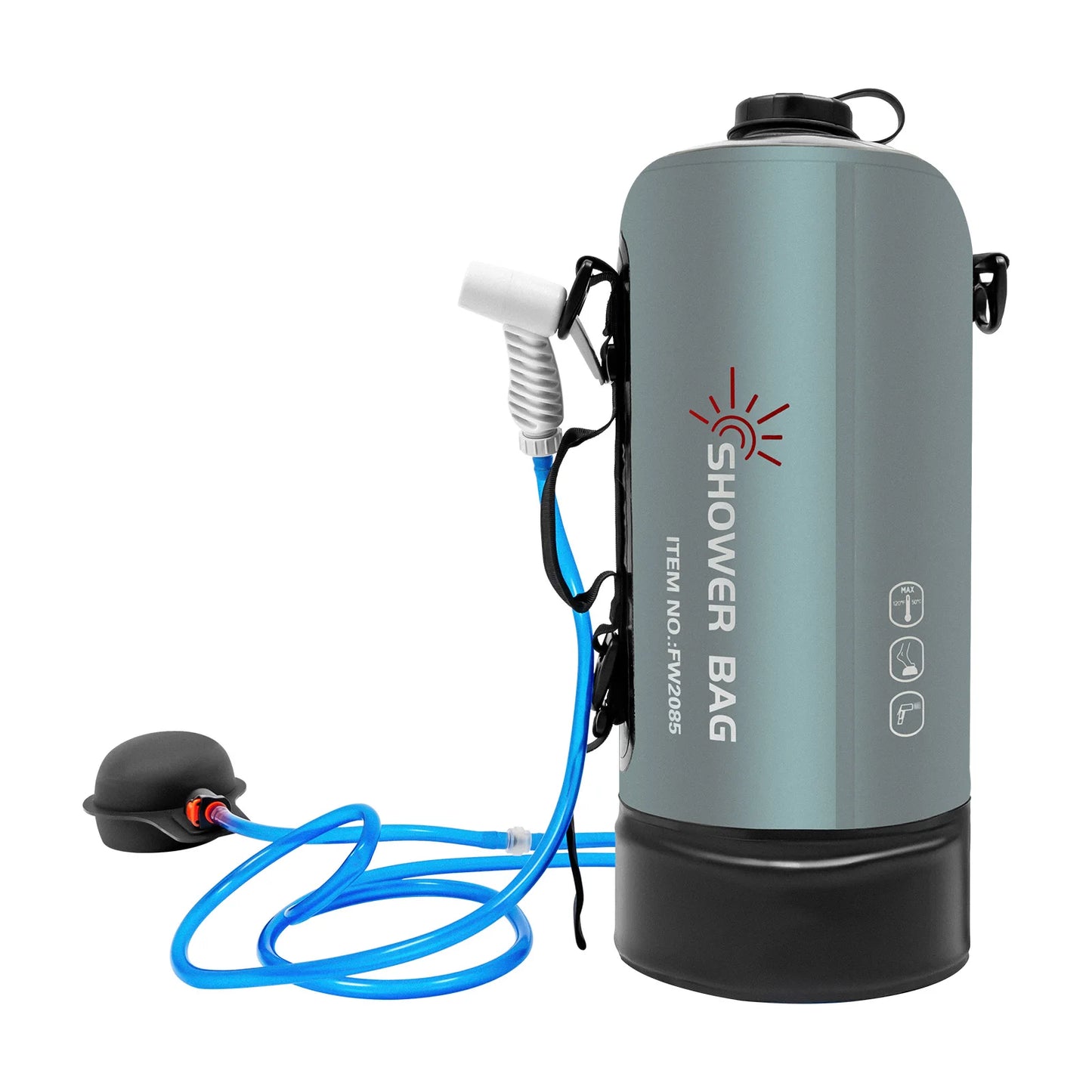 Camping Solar Shower With Pump And Hose, 53C Max Temperature