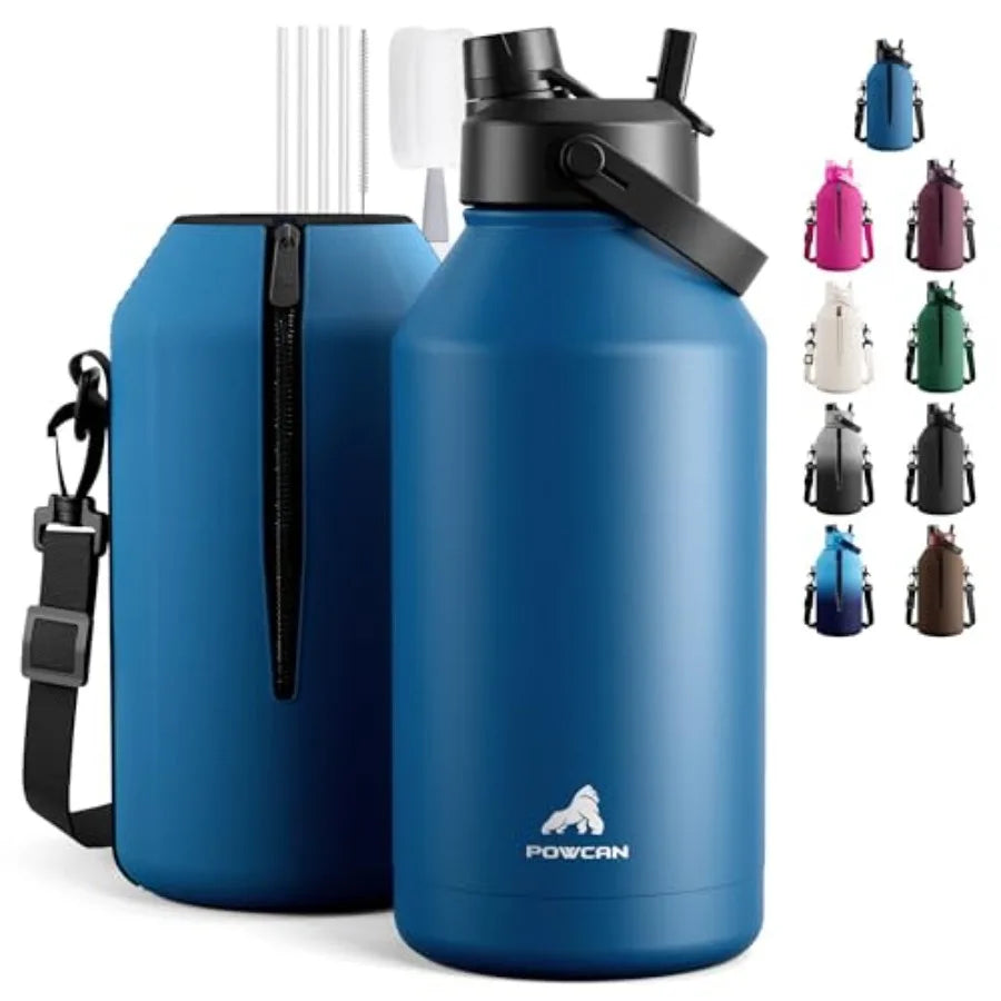 Leakproof Insulated Water Bottle With Straw And Spout Lid