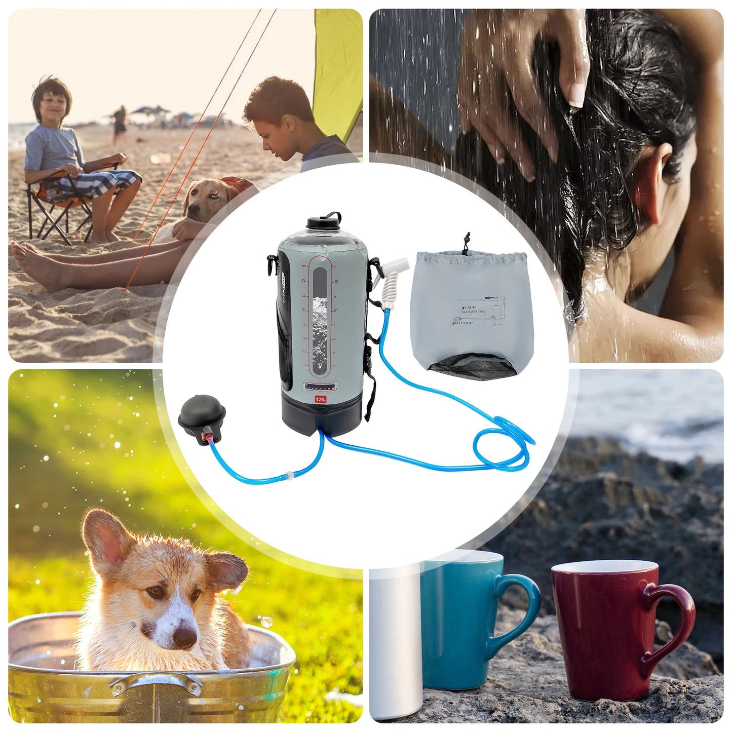 Bymaocar 12L Portable Camping Shower Bag For Outdoor Use