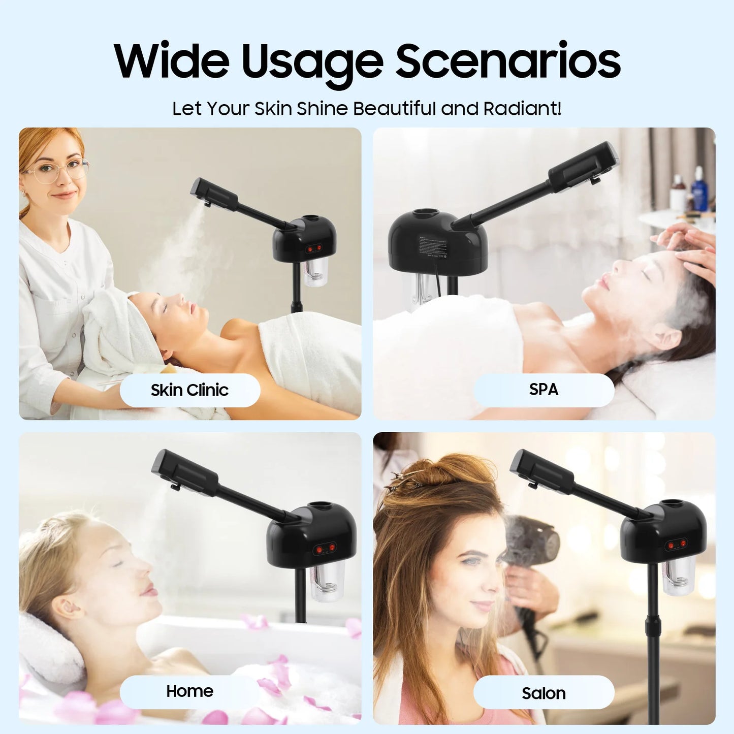 Bymaocar Facial Steamer Machine 800W Ozone Therapy For Deep Cleansing