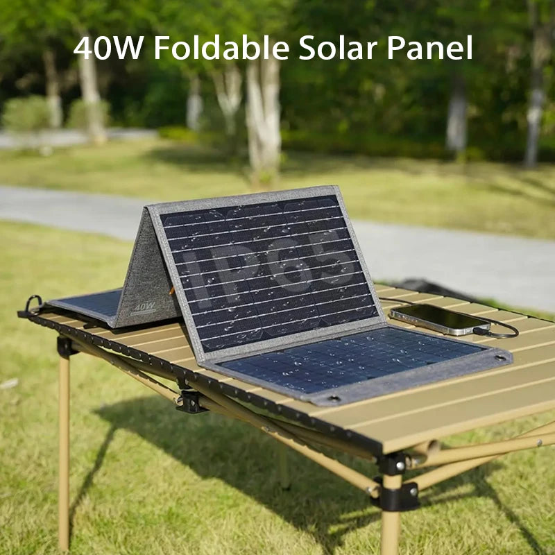 MHPOWOS 40W Foldable Solar Panel USB Charger For Camping