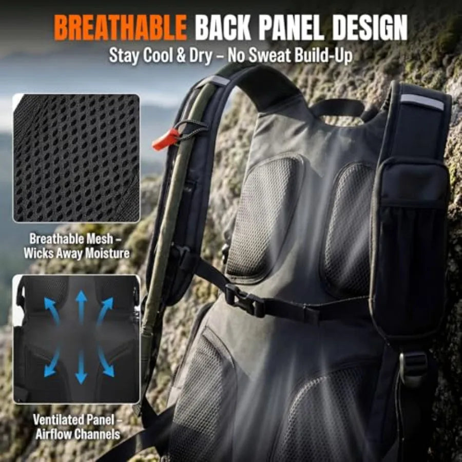 Hydration Backpack With Water Bladder, Phone Pouch, Helmet Holder