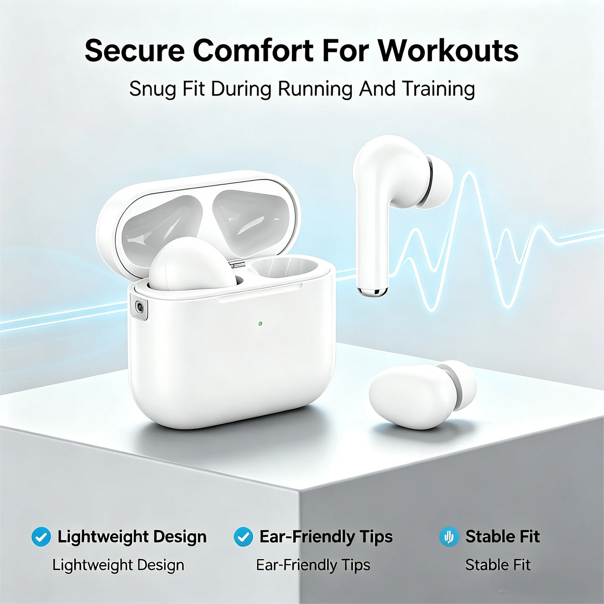 ZZLOVE Wireless Noise Cancelling Bluetooth Sport Earbuds With Charging Case