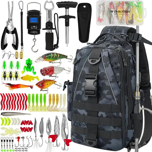 85-Piece Fishing Tool Kit With Backpack And Tackle Boxes