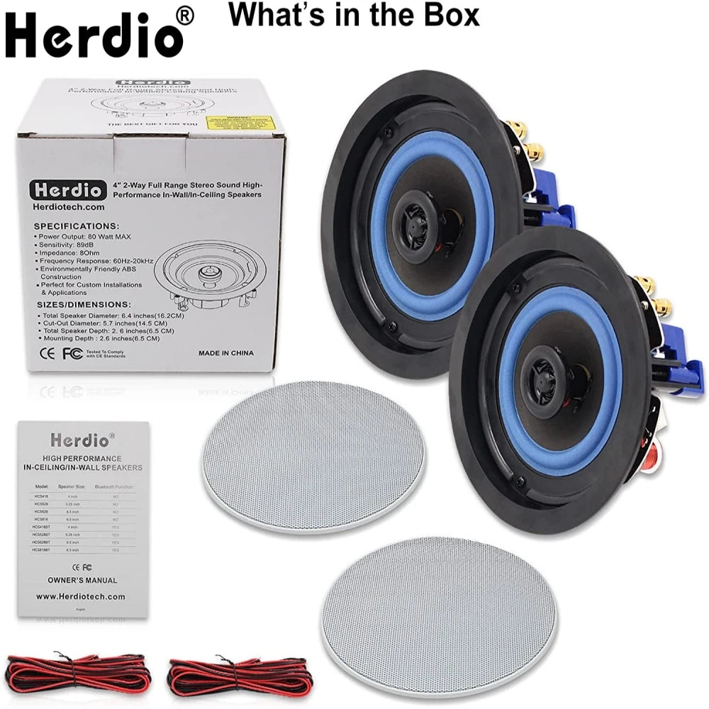Herdio Ceiling Mounted Waterproof Speaker For Bathroom Kitchen And Office
