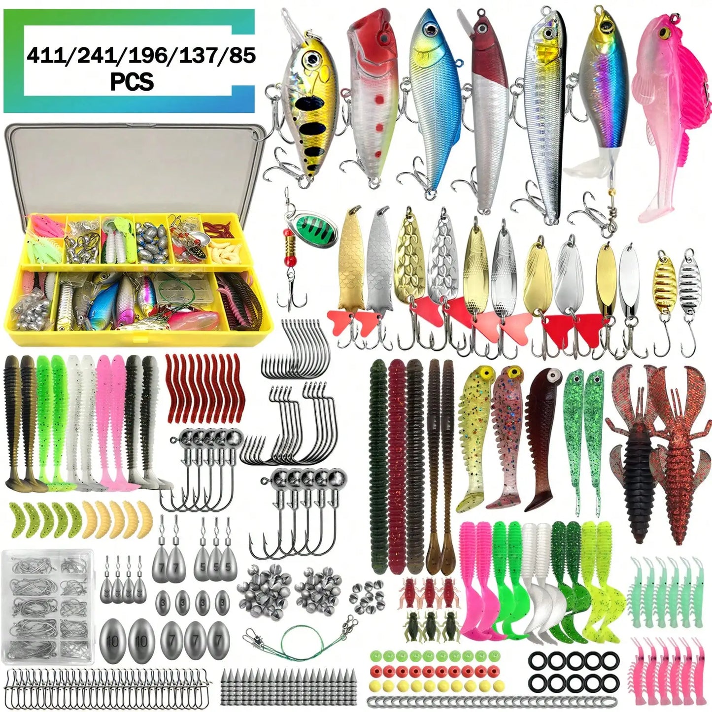 Universal Fishing Lure Set With Box Soft Spoon Hard Baits