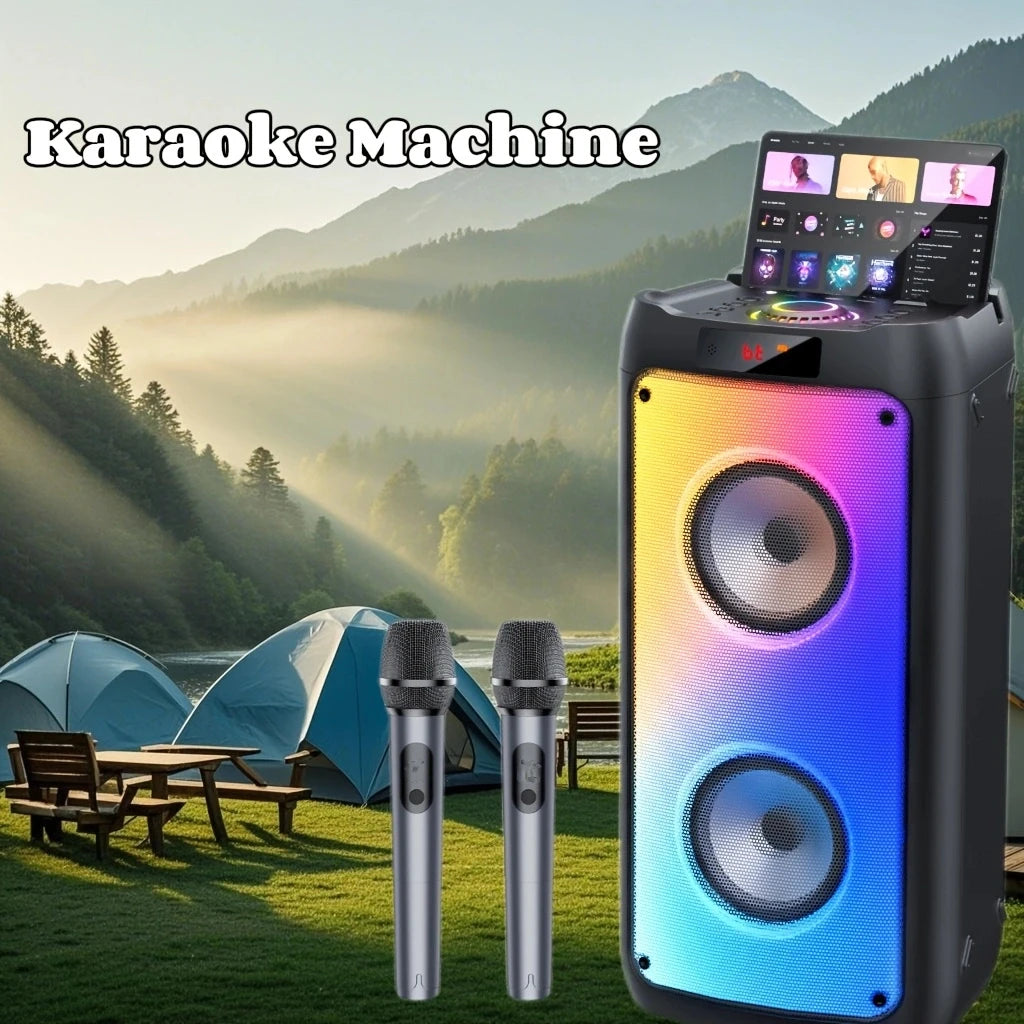 FanFun Wireless Bluetooth Karaoke Speaker With 2 Microphones