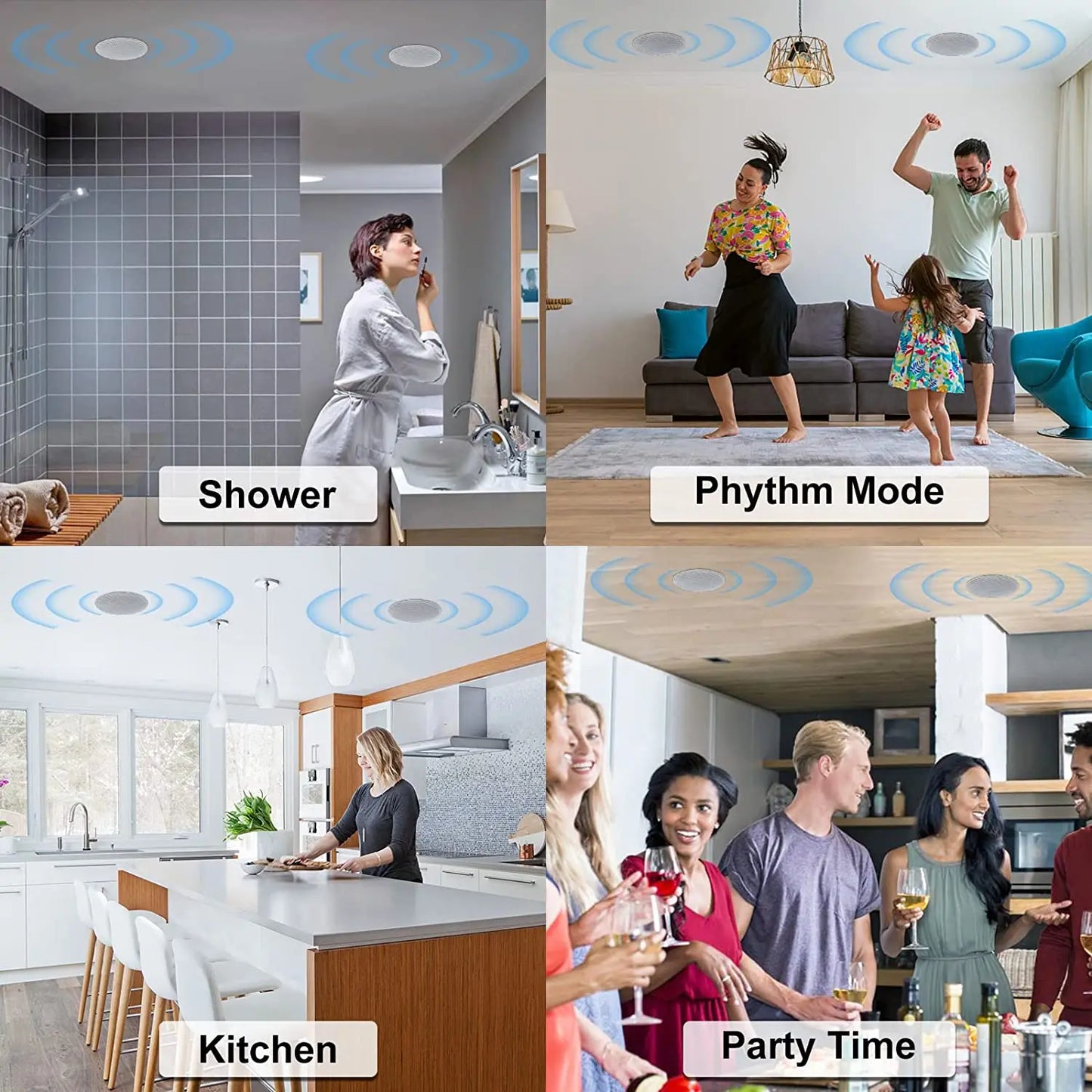 Herdio Ceiling Mounted Waterproof Speaker For Bathroom Kitchen And Office
