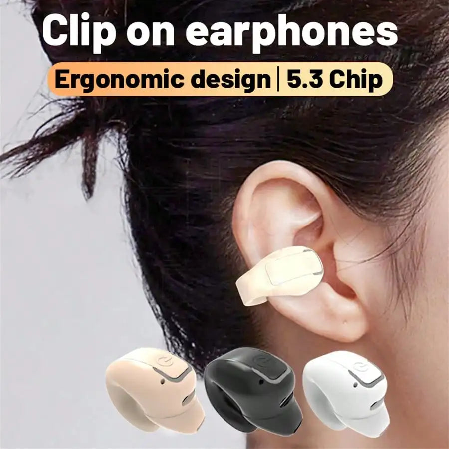 VIKEFON Clip-On Earhook Wireless Earbuds With Noise Cancellation