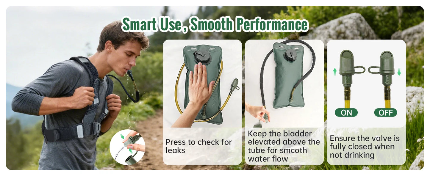 Moman Hydration Backpack With Water Bladder Durable 600D PU