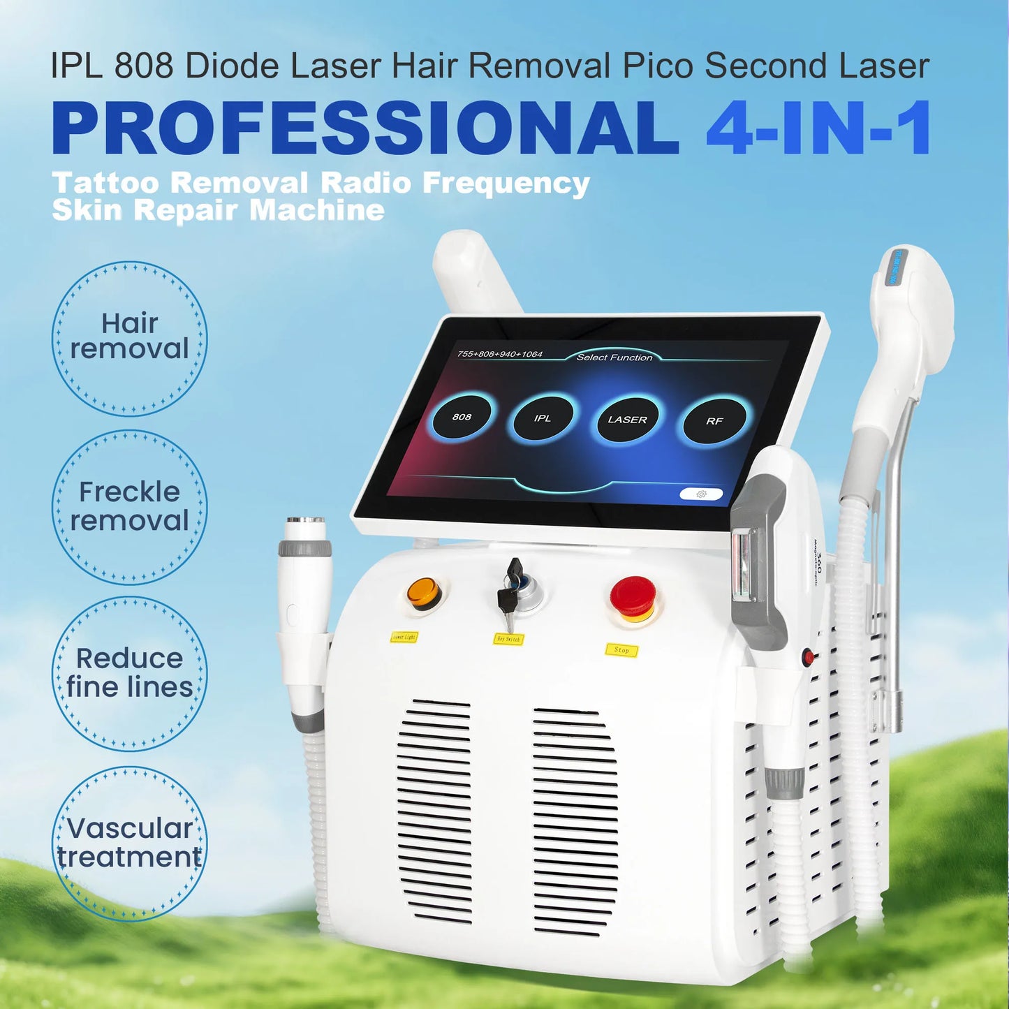 Myoslim 5000W 4In1 Diode Pico 808 Hair Removal System