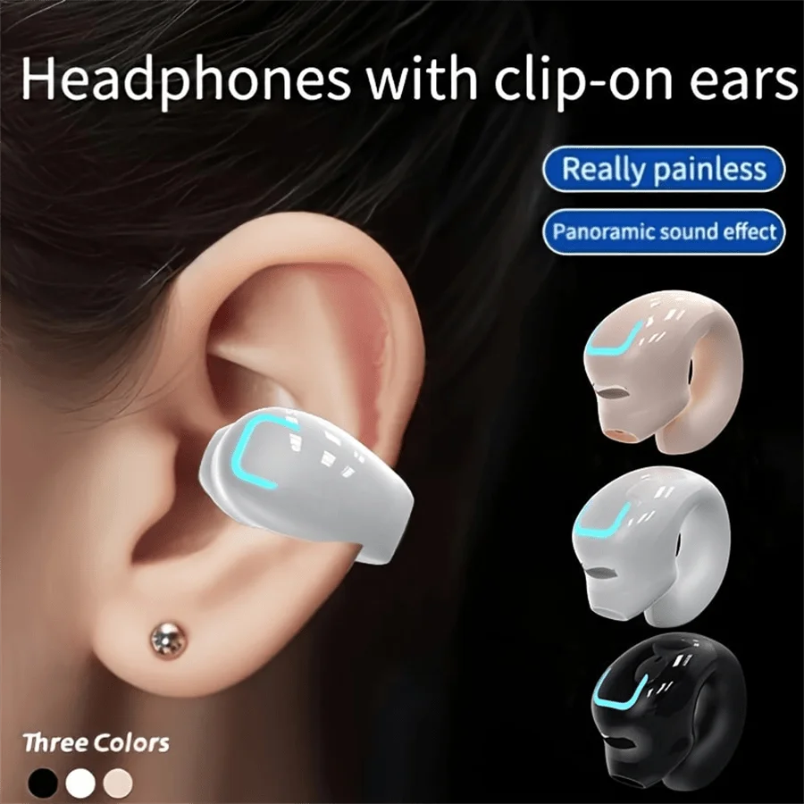 VIKEFON Clip-On Earhook Wireless Earbuds With Noise Cancellation